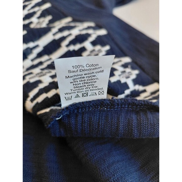 J. Crew Size XS Navy Blue Pullover Longline Tunic Top w/White Embroidery Details - Picture 9 of 9